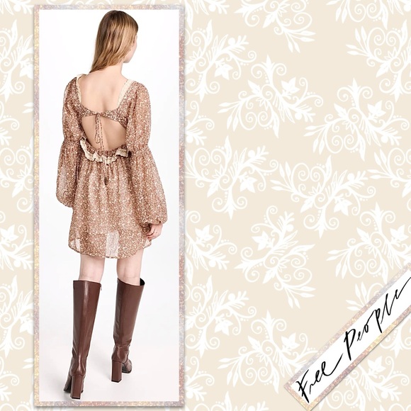 Free People Pennie Floral Mini Dress in Ivory (Cream, Brown, Tan) - Picture 5 of 14
